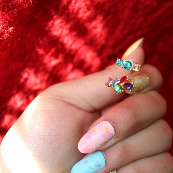 Gemstone Cluster Cuff Ring (I Take Offers!) - Picture 7 of 8